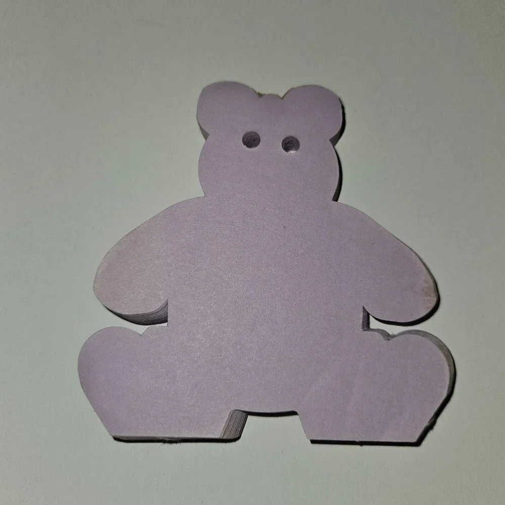 VTG Purple Teddy Bear Shaped Notepad 3.5x4 SMALL 75+ Sheets READ